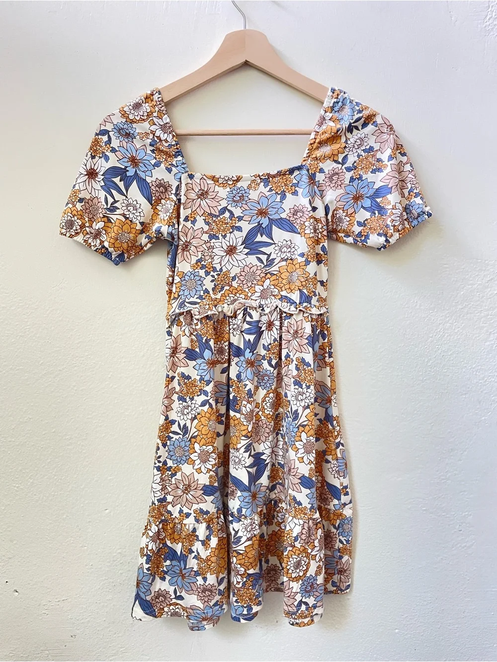Btween Girls Floral Tiered Dress Size 10 Flutter Sleeve Casual Summer